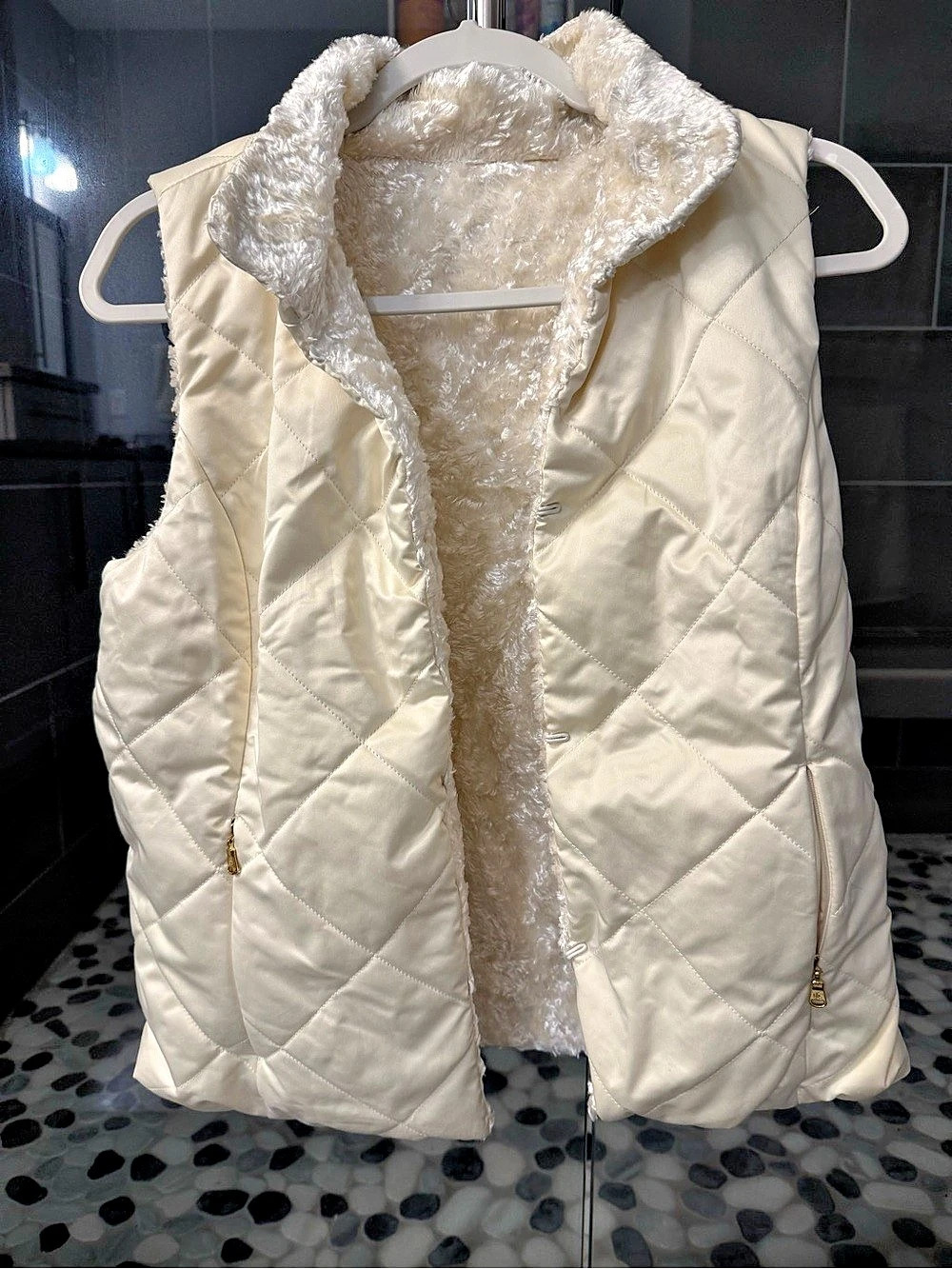 Ralph Lauren Quilted Faux-Fur Trim Vest in White